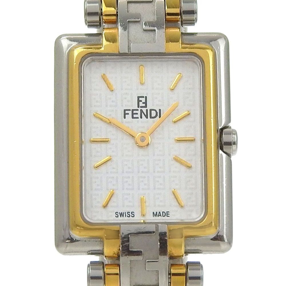 Fendi Zucca Stainless Steel Quartz Analog Display White Dial Watch