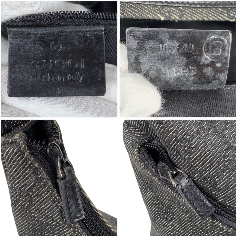 Gucci One Shoulder Bag GG Canvas 105649 Hobo Soho Black Gray