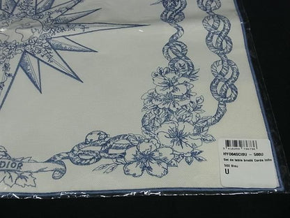 Christian Dior Rêve D'infini Linen Tablecloth Tableware Ivory And Blue Bi9424