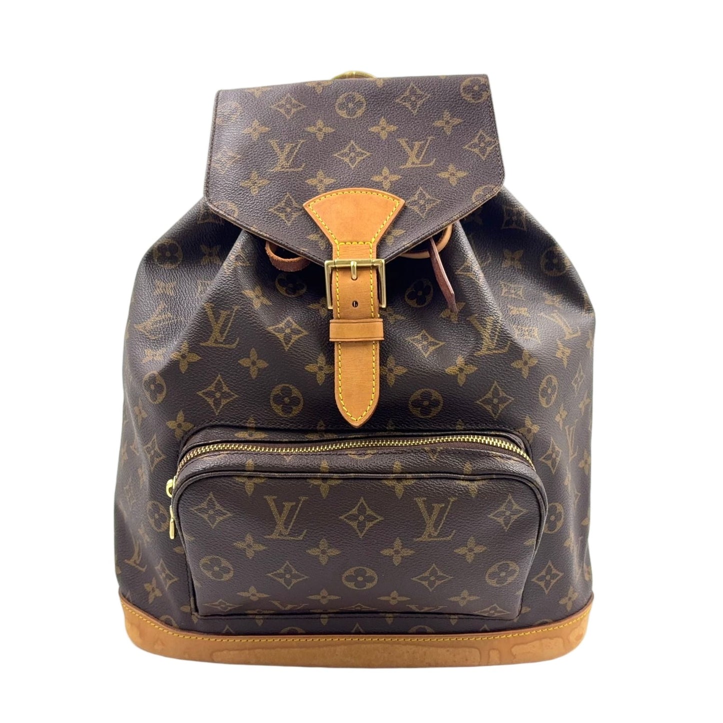 Louis Vuitton Montsouris GM Monogram Leather Brown Light Beige Backpack Gold