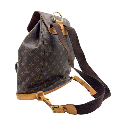 Louis Vuitton Montsouris GM Monogram Leather Brown Light Beige Backpack Gold — view 2