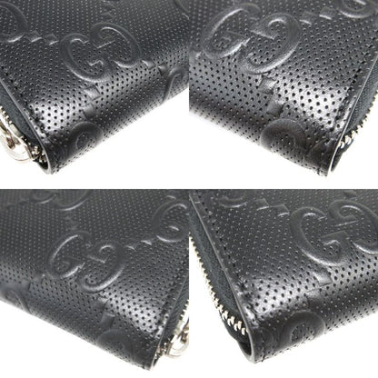 Gucci 625558 Double G GG Embossed Black Round Zipper Long Wallet 1632 Gucci