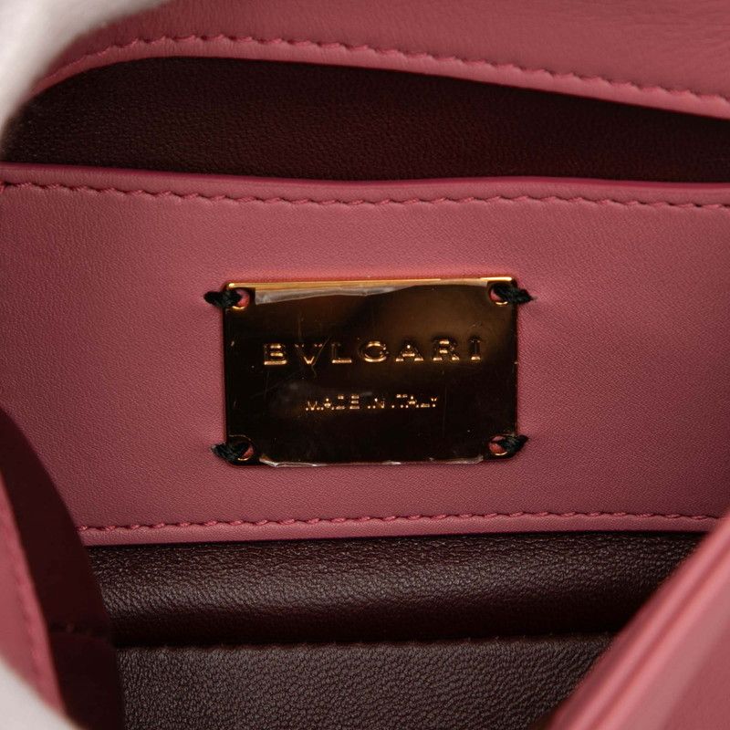 Bulgari Serpenti Forever Cabochon Chain Handbag Shoulder Bag 2WAY Pink Leather