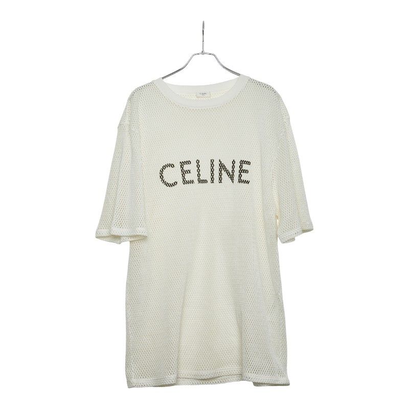 Celine 22SS Logo Mesh T-shirt Oversized Size: L 2x59a950p White Black Cotton