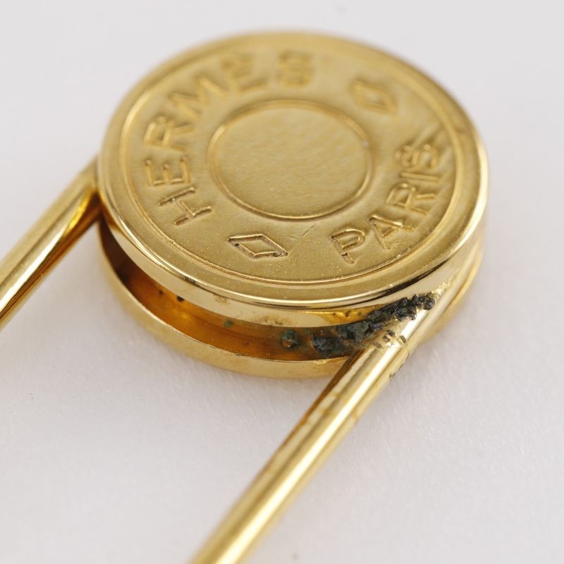 Hermes Sellier Brooch Set Of Two Bijouterie Fantaisie Gold Plated Ladies 2.0g