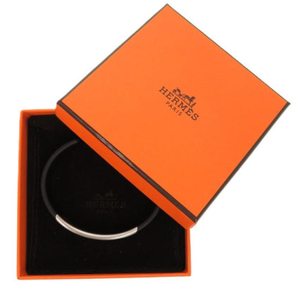Hermes Trinkaaf Bangle Stainless Steel Black Silver Hardware Black Bangle 0872