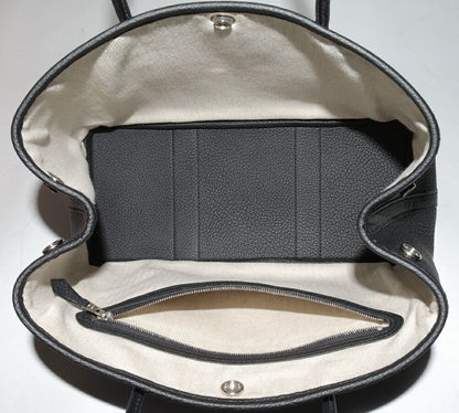 Hermes Tote Handbag Garden Party 30 TPM Negonda Black Silver Hardware