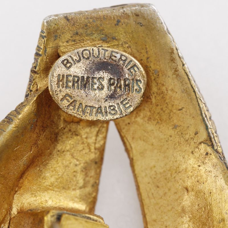 Hermes Ribbon Motif Bijouterie Fantaisie Vintage Gold Plated Ladies 34.0g