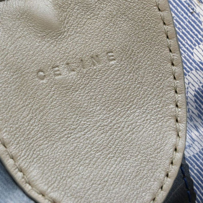 Celine Shoulder Bag Macadam Vinyl Leather Blue Brown 38ka973