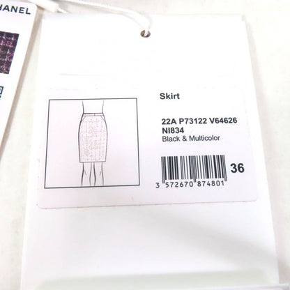 CHANEL 22A P73122 Lined With 100% Silk Sequins With Coco Mark Plate Knee-length