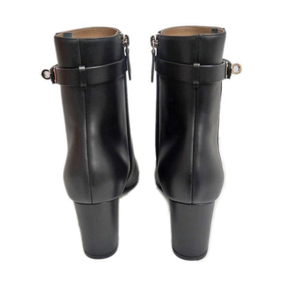 Hermes Short Boots Saint-germain Black 38 1 2 Leather Silver Hardware — view 6
