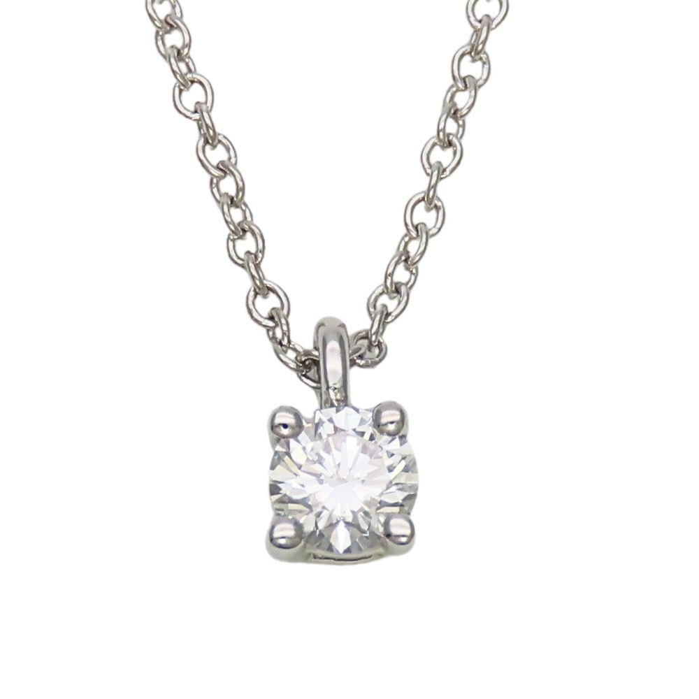 Tiffany & Co Necklace Solitaire Diamond Platinum Simple