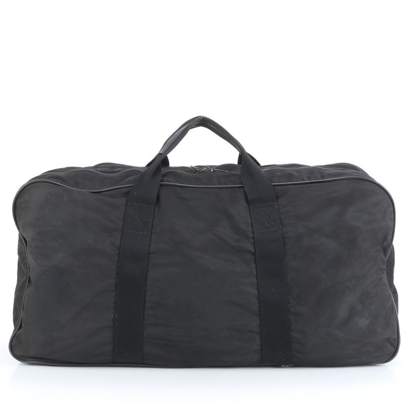 Prada Tessuto Nylon Triangle Logo Leather Boston Bag Business Travel Tote