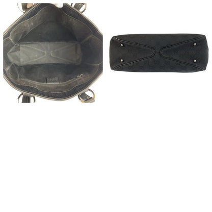 Gucci Black Silver Hardware GG Canvas/leather 113019 Tote Bag Shoulder Bag