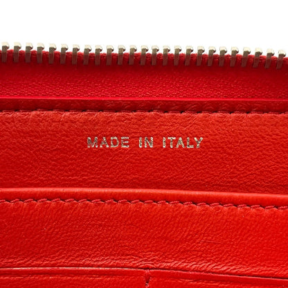 Chanel CC Logo Quilted Zip Around Lambskin Red Wallet Silver — view 15