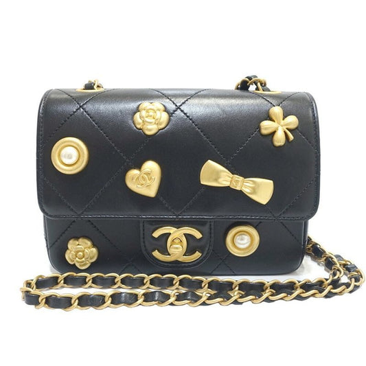 Chanel Shoulder Bag Mini Flap Lambskin Black