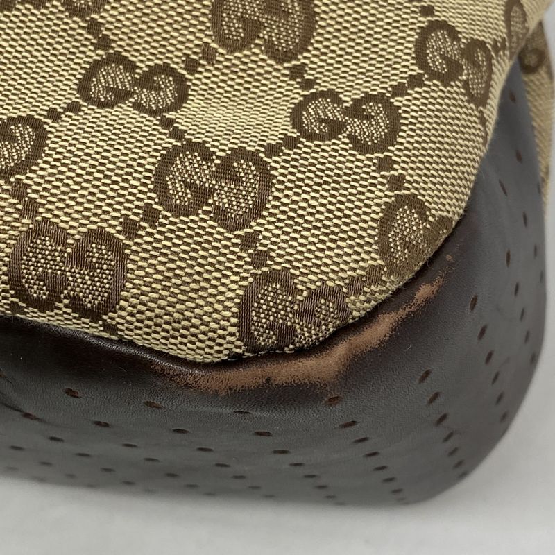 Gucci Tote Bag GG Canvas 145971 Canvas Brown Silver Hardware Women's