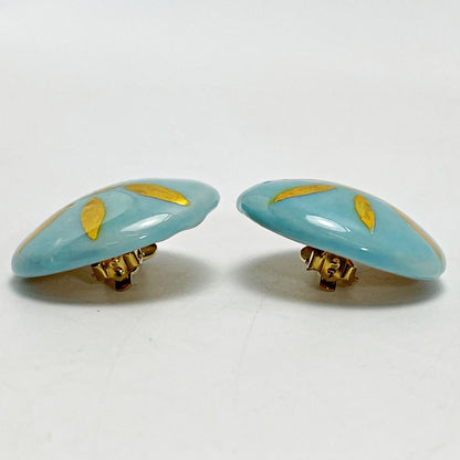 Chanel Coco Mark Light Blue Earring Pottery GP Vintage Ladies Accessories