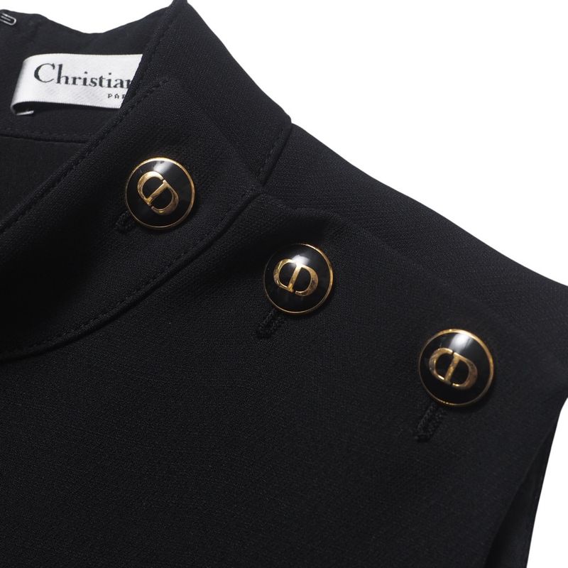 Christian DIOR Dress Size 38 CD Logo Button Sleeveless Dress Made In Italy