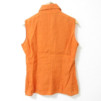 Good Celine 100% Linen Sleeveless Pullover Shirt Blouse Size 36 Orange Women