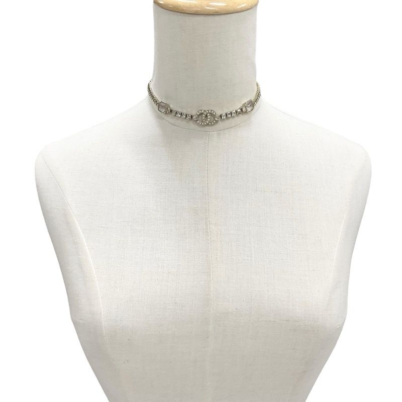 Chanel Necklace Pendant Choker Gold Coco Mark Rhinestone Chain