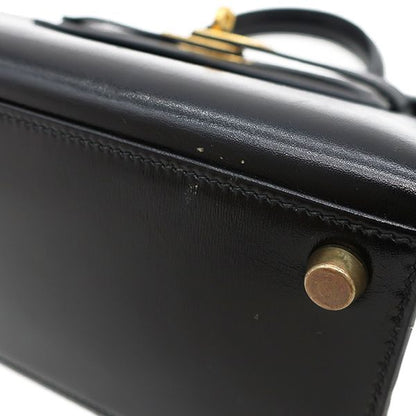 Hermes 2way Bag Mini Kerry Doe Outer Stitch Box Calf Black Gold Hardware Black