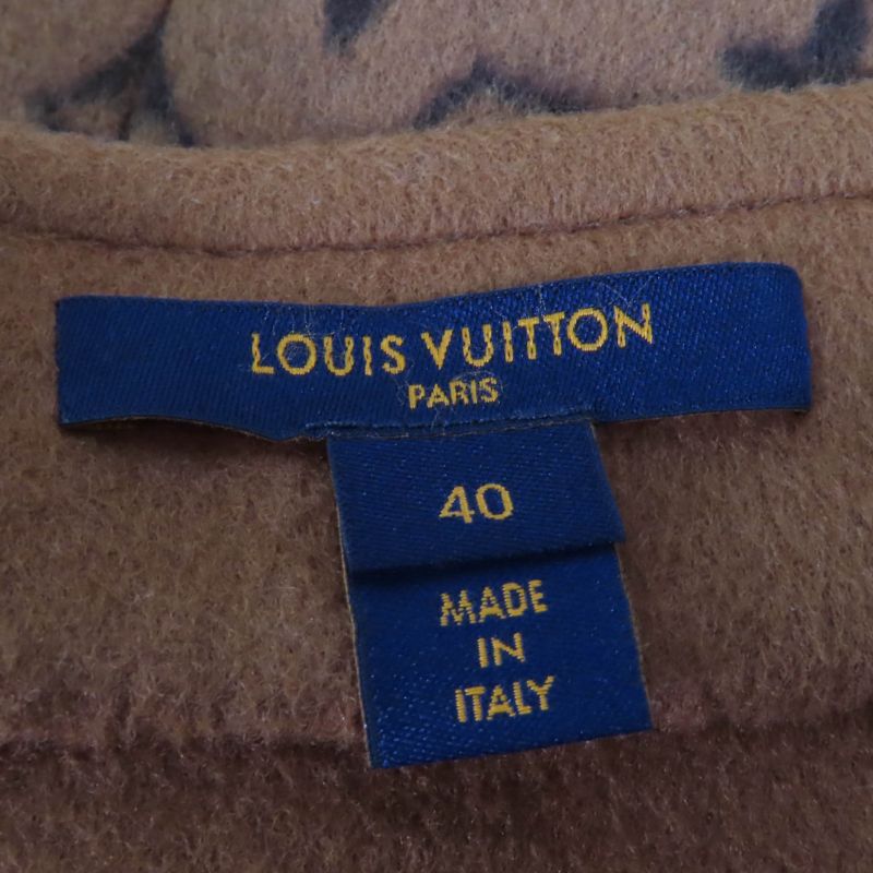 Louis Vuitton 22SS Wool Silk Monogram LV Gold Button Trapeze Miniskirt Brown 40