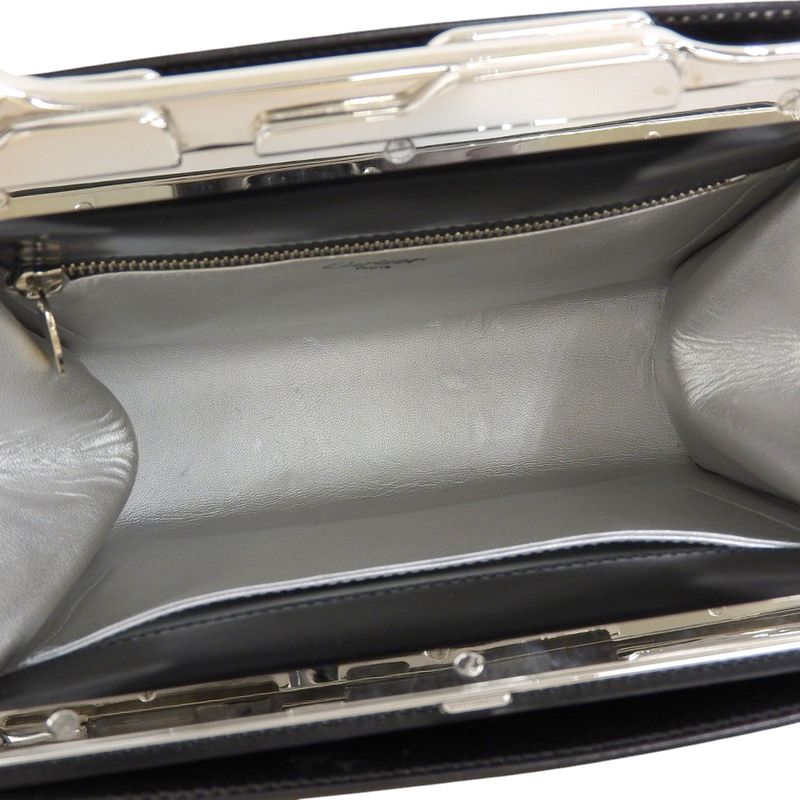Cartier 90's Vintage Rare Item Panther Hardware Box Calf Leather Handbag Gusset