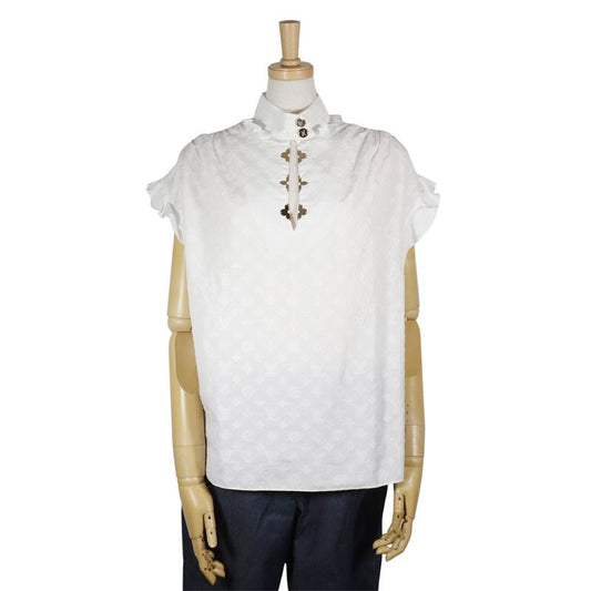 Louis Vuitton French Sleeve Ruffle Top Ruffle Blouse Monogram Rw232w AQV Fhbl13