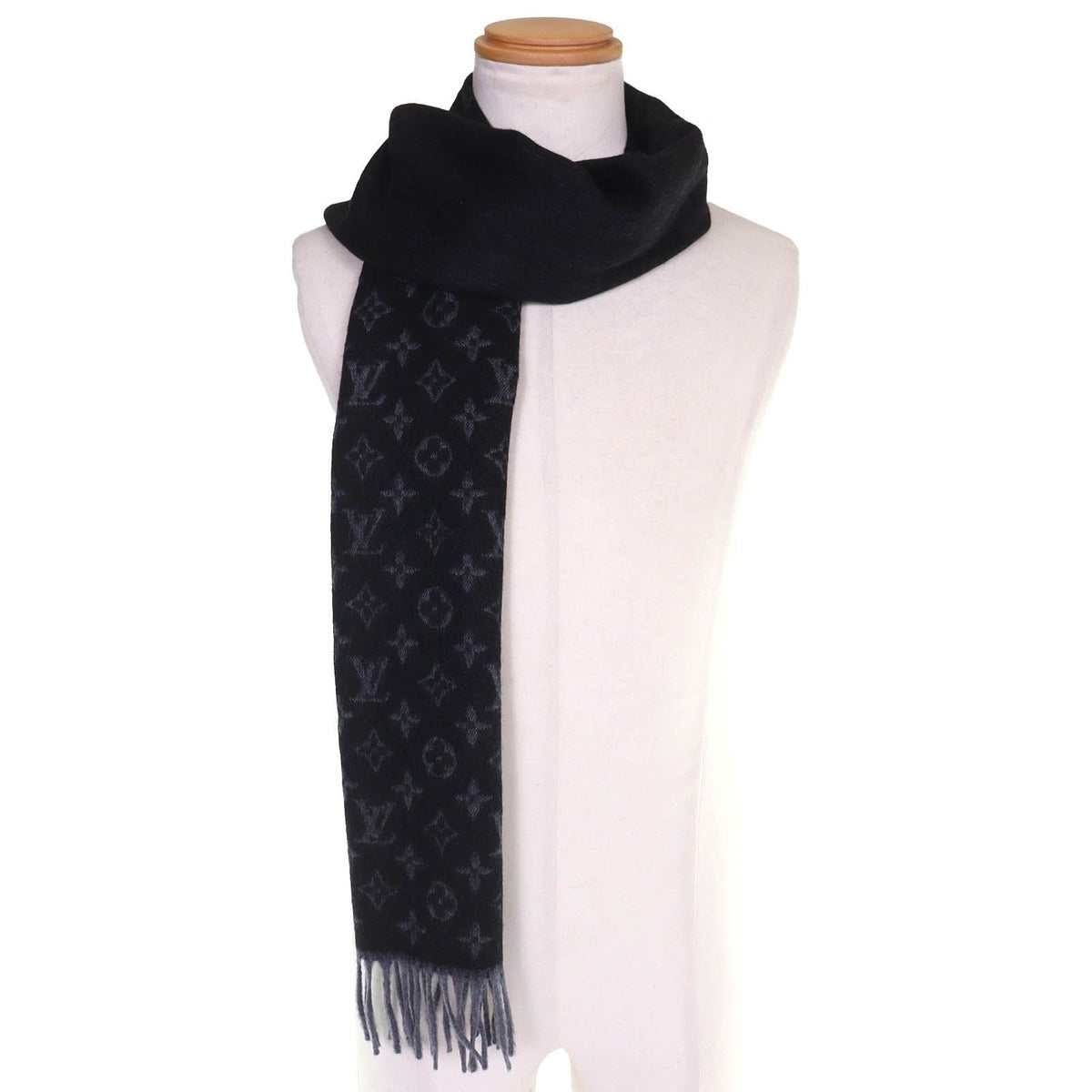 Louis Vuitton Echarpe Monogram Gradient Cashmere Wool Scarf Noir Black — view 3