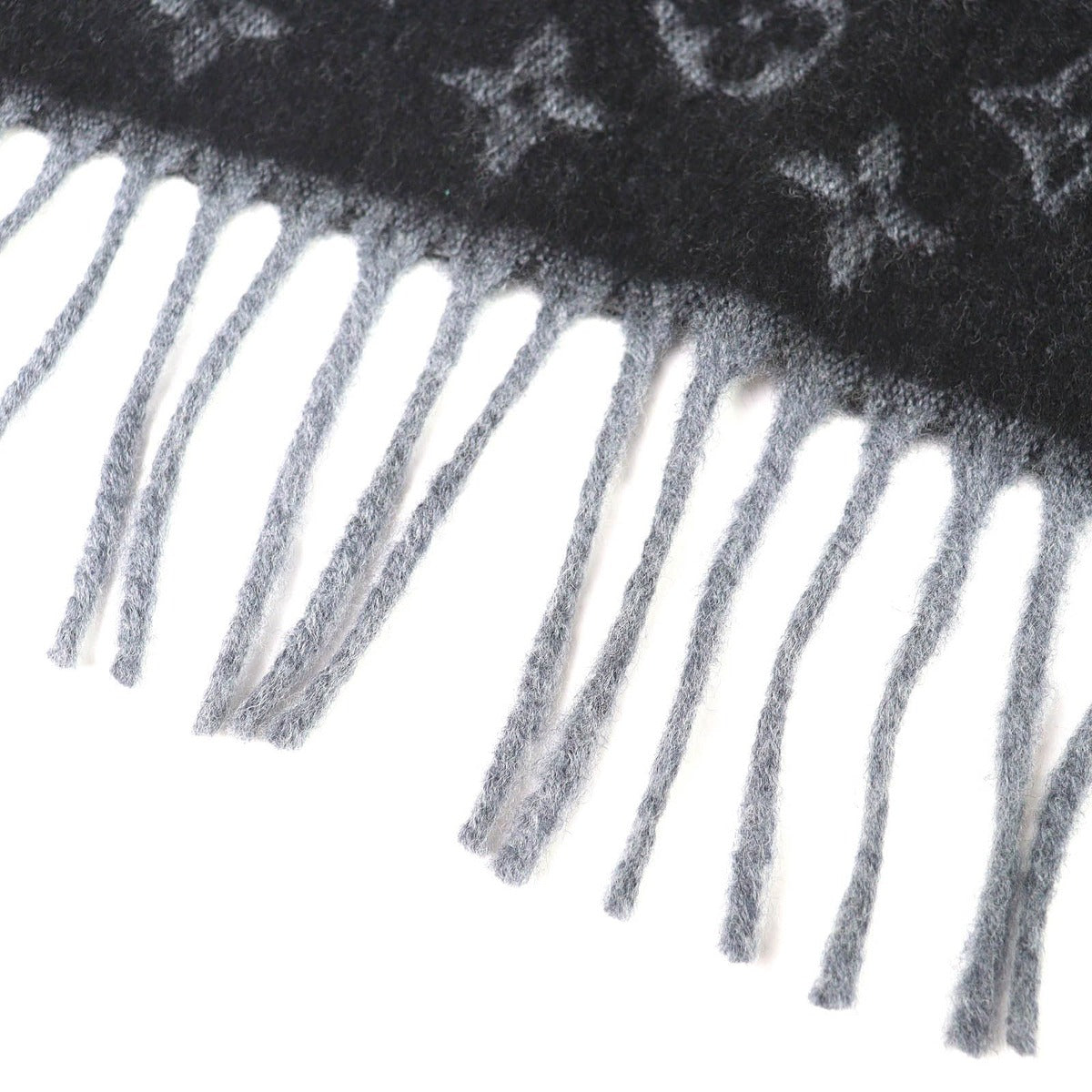 Louis Vuitton Echarpe Monogram Gradient Cashmere Wool Scarf Noir Black — view 5
