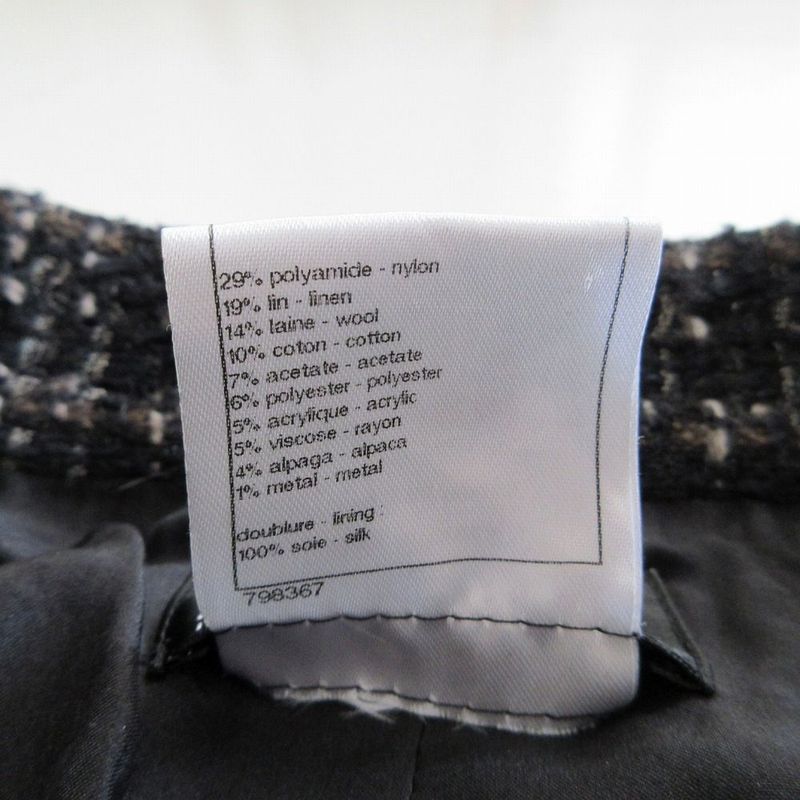 Chanel P41816v30481 Tweed Skirt Coco Mark Button Knee Length Black Size M