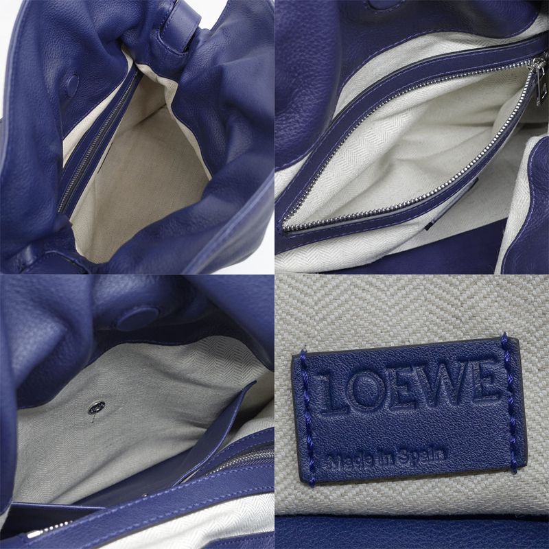 Loewe Flamenco Knot Anagram Shoulder Bag Leather Purple Silver Hardware