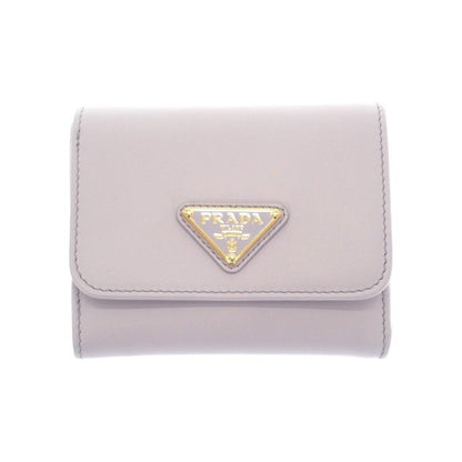 Prada City Calf Tab Wallet Trifold Purple Glycine Gold