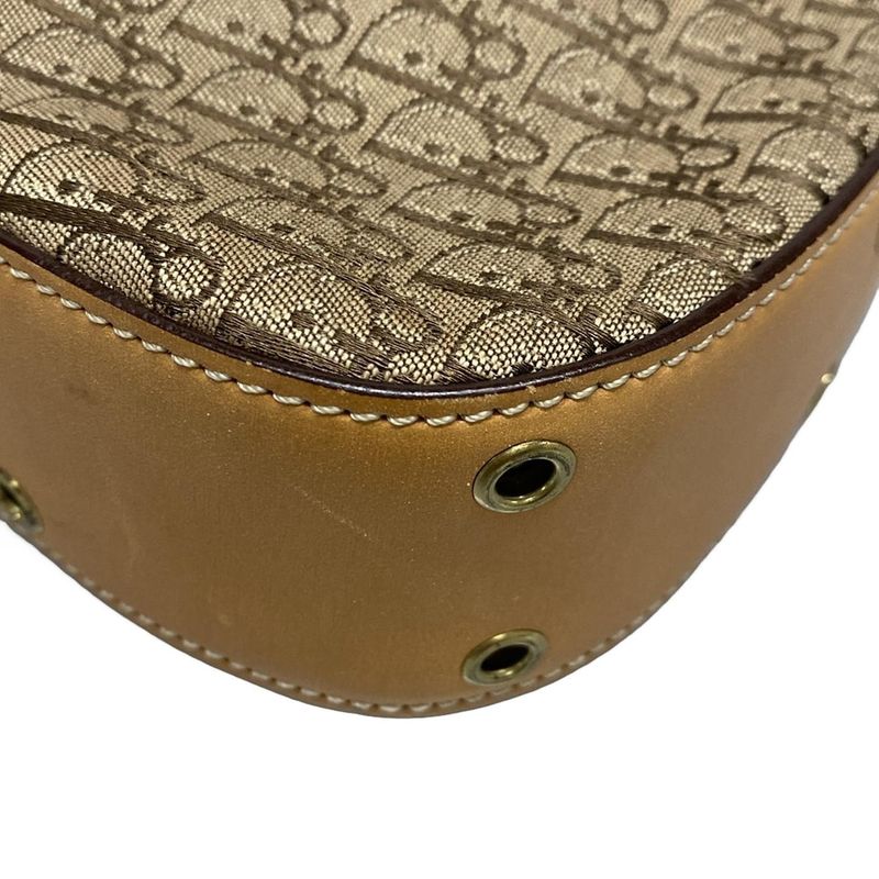 Dior/christian Dior Handbag Street Chic Dark Brown And Beige Leather