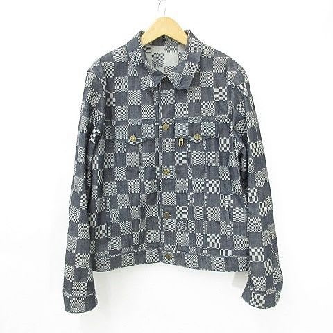 Louis Vuitton Damier Denim Jacket Distorted Rm231 Q EW2 Hla50 W Cotton Large Size