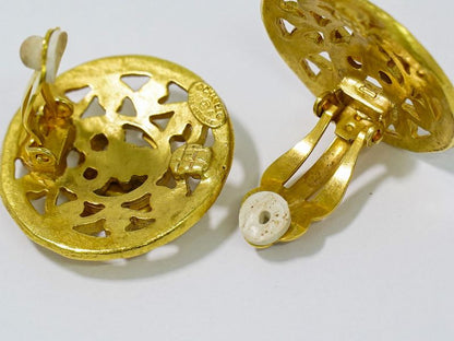 Authentic Chanel Coco Mark Earrings GP Gold Plated Coco Mark Accessories