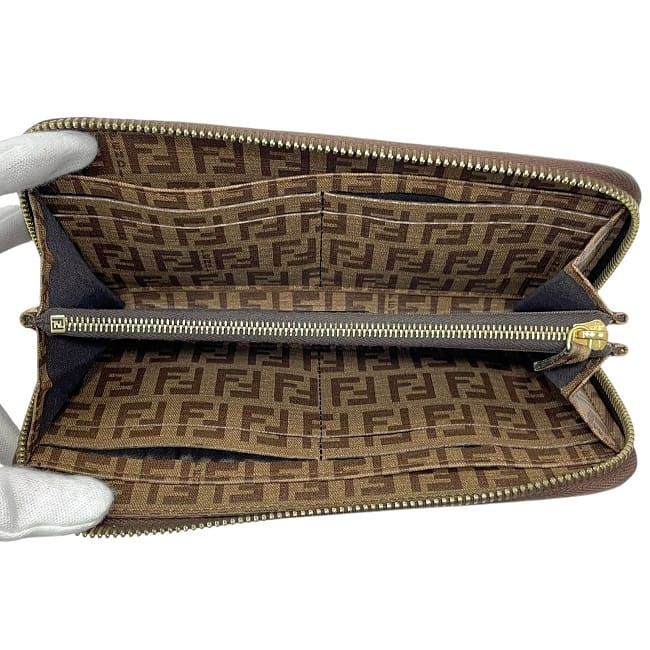 Fendi Round Zipper Long Wallet Brown Zucchino 8m0024