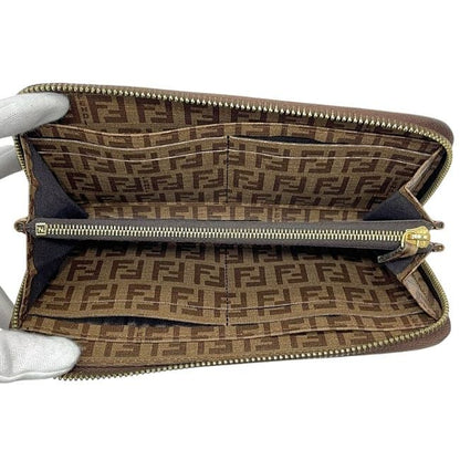 Fendi Round Zipper Long Wallet Brown Zucchino 8m0024