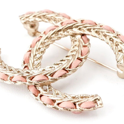 Chanel Brooch Corsage Gold Pink Here Mark Chain