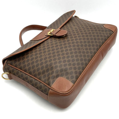 Celine T06 1 Business Bag Handbag Macadam Brown PVC Leather Men Women Fashion