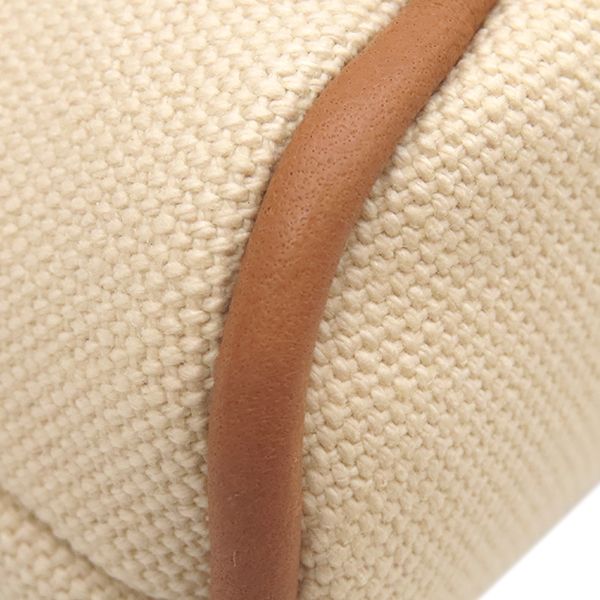 Hermes Pouch Bolide Pouch Mini Cotton Natural and Orange Silver Hardware Never