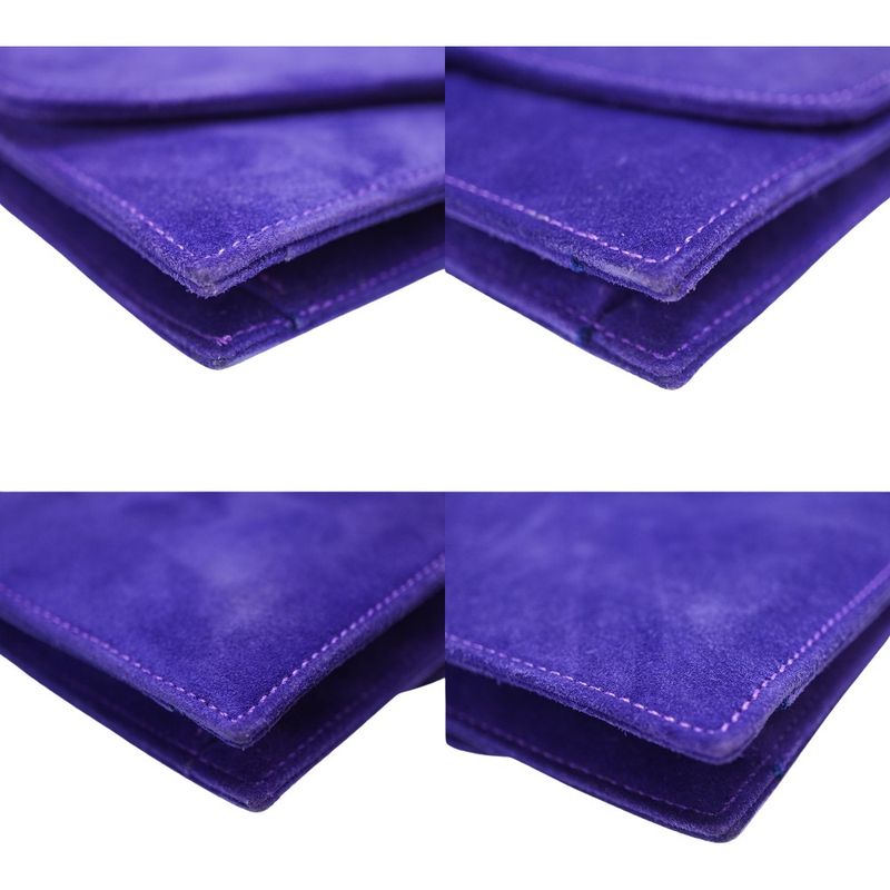 Hermes Vintage Dobris Shoulder Clutch Bag Purple 0S Engraved Suede 0058hermes