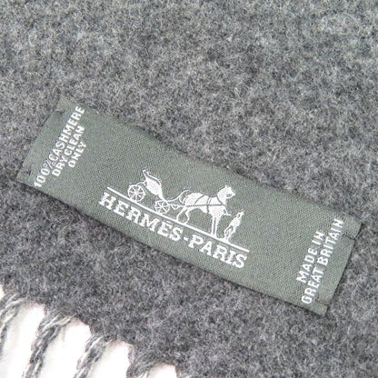 Hermes Entrelac Equestre Scarf Cashmere Horse Fringe Bicolor Gray — view 6