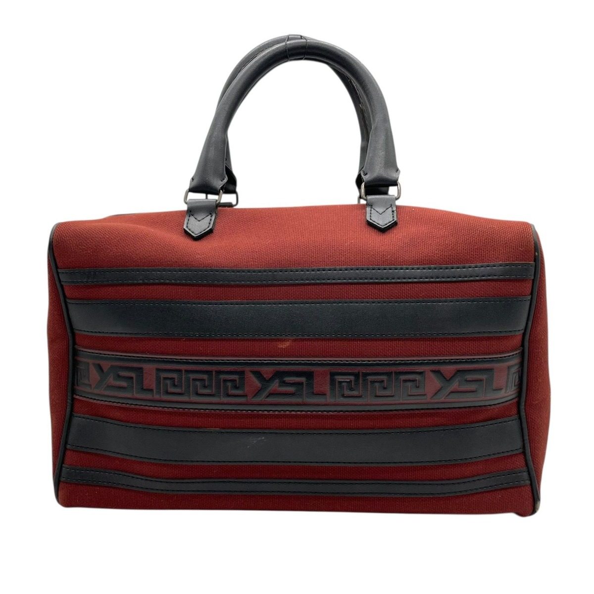 Saint Laurent Yves YSL Handbag Mini Boston Canvas Leather Brown Black Gold — view 2