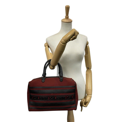 Saint Laurent Yves YSL Handbag Mini Boston Canvas Leather Brown Black Gold — view 4