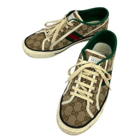 Gucci Sneakers Sherry Line Canvas GG Pattern Low Cut 7 Beige Green Red