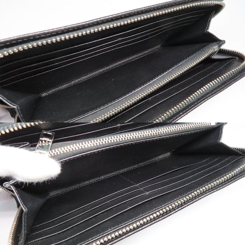 Saint Laurent Full Zip Wallet 534290 Grain Leather Black Silver-hardwar