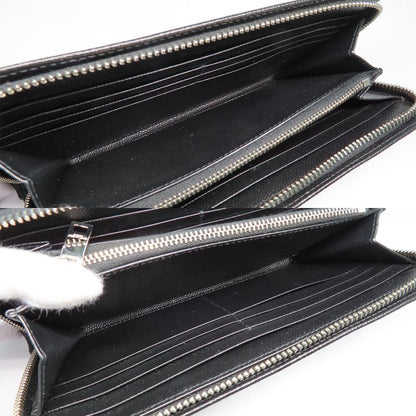 Saint Laurent Full Zip Wallet 534290 Grain Leather Black Silver-hardwar