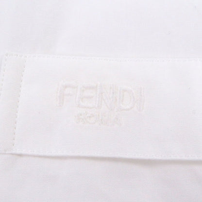 Fendi Cotton Logo Embroidery Long Sleeve Cutter Shirt White — view 5